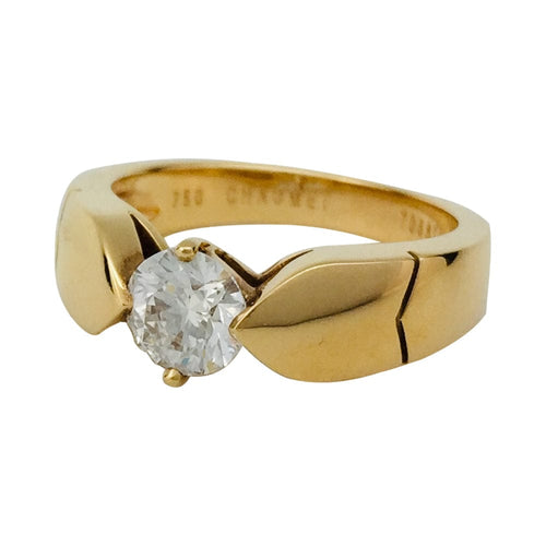 Bague 53 Bague Chaumet "Plume" sertie d'un diamant de 0,77 carat E/VS2 58 Facettes 24387-1