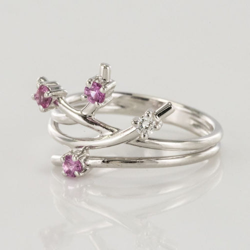 Bague 54 Bague or blanc diamant saphir rose 58 Facettes 18-093D-54