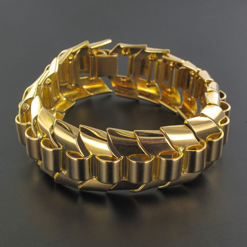 Bracelet Bracelet tank or maille épi articulée 58 Facettes 16-360