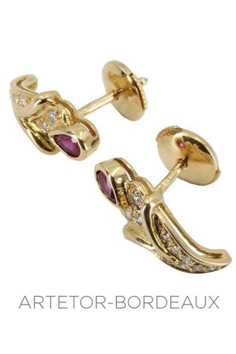 Boucles d'oreilles Boucles d'oreilles rubis et diamants 58 Facettes 33231