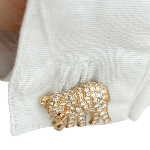 Boutons de manchette Boutons de manchette Cartier Eléphants sertis de brillants. 58 Facettes 30066