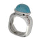 Bague 52 Bague carrée en or blanc, cabochon d'aigue-marine. 58 Facettes 30362