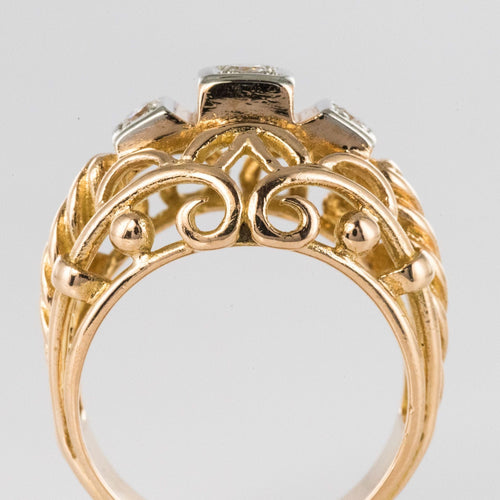 Bague 55 Bague vintage fils d'or rose et diamants 58 Facettes 14-185-55
