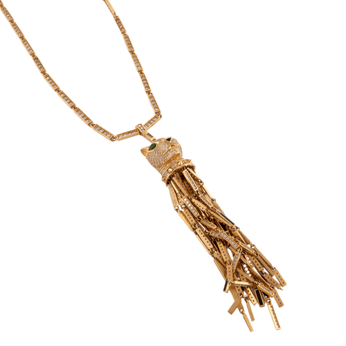 Collier Collier pendentif, or jaune tête de panthère 58 Facettes