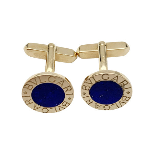 Boutons de manchette Bulgari "Gemelli BVLGARI BVLGARI", or jaune et lapis lazuli 58 Facettes 29985