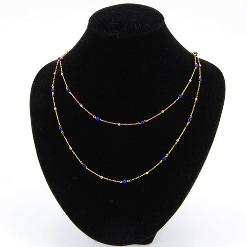 Collier Sautoir en or et perles de lapis lazuli 58 Facettes 21-040