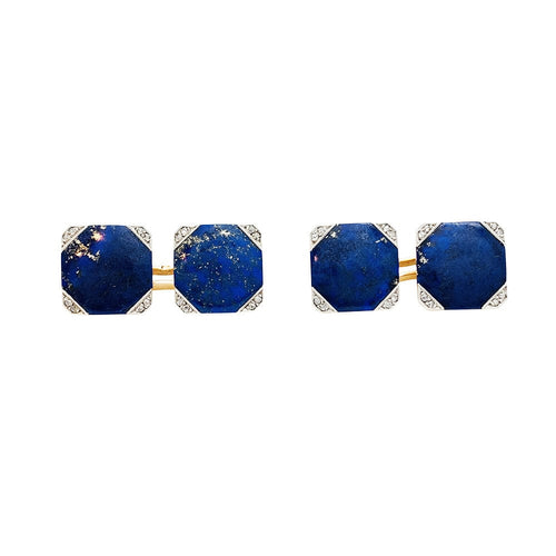 Boutons de manchette Boutons de manchette Art Déco en or rose, platine, diamants et lapis lazuli. 58 Facettes 30246