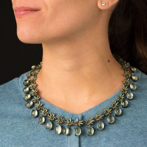 Collier Collier préhnites saphirs oranges et grenats verts 58 Facettes 14-328-8438052