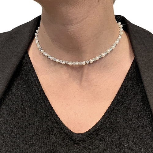 Collier Collier Van Cleef & Arpels transformable en platine, perles fines et diamants. 58 Facettes 30173