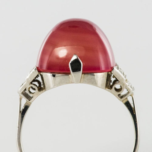 Bague 53 Bague Calcédoine pain de sucre et Diamants 58 Facettes 17-261-53-1
