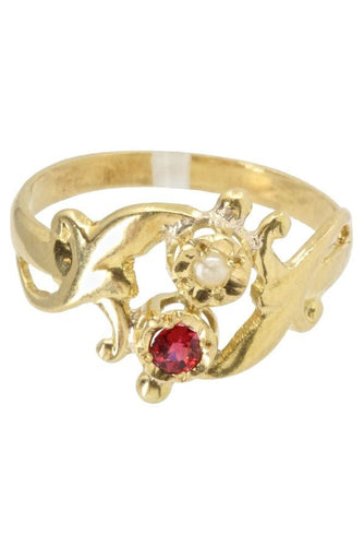 Bague Bague Vous et moi Art Nouveau perle et grenat 58 Facettes 038201