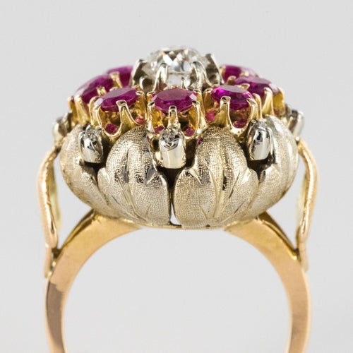 Bague 50 Bague ancienne fleur diamants et rubis 58 Facettes 20-168-48