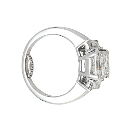 Bague 50 Solitaire en or blanc, diamant taille émeraude 3 carats. 58 Facettes 29735