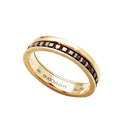 Bague 49 Alliance Boucheron "Quatre" en or rose et PVD chocolat. 58 Facettes 30310