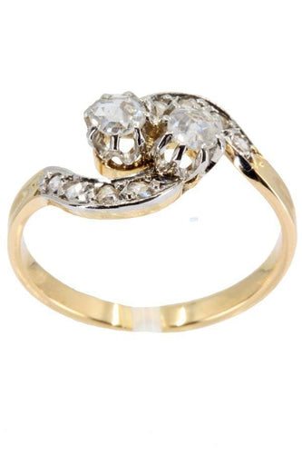 Bague 52 Toi et moi ancien diamants 58 Facettes 31891