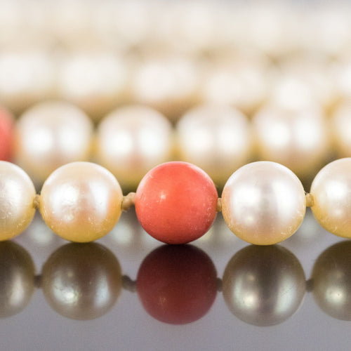 Collier Sautoir perles et perles de corail 58 Facettes 17-312A