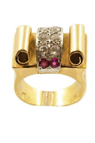 Bague 53 Bague tank rubis et diamants 58 Facettes 1711