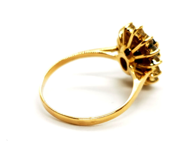 Bague 55 Bague Fleur Or jaune Saphir 58 Facettes 952717CN