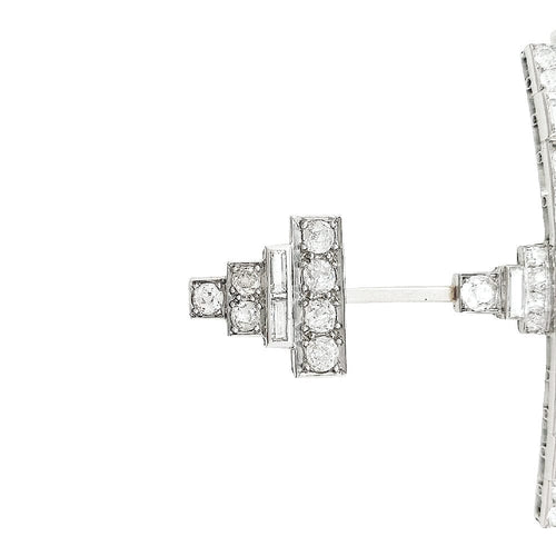 Broche Epingle Art Déco en platine et diamants. 58 Facettes 29926