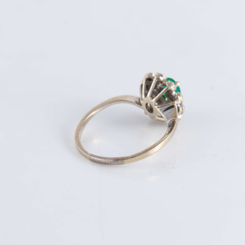 Bague 49 Bague Marguerite Emeraude et 10 Diamants 58 Facettes FM65