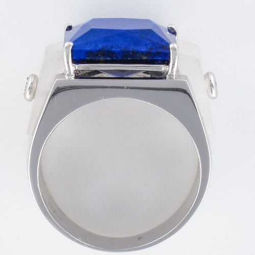 Bague 54 Bague lapis lazuli cristal de roche et diamants 58 Facettes 17-358-54-1