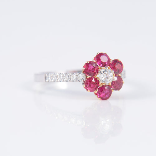 Bague Bague Marguerite Rubis Diamants 58 Facettes