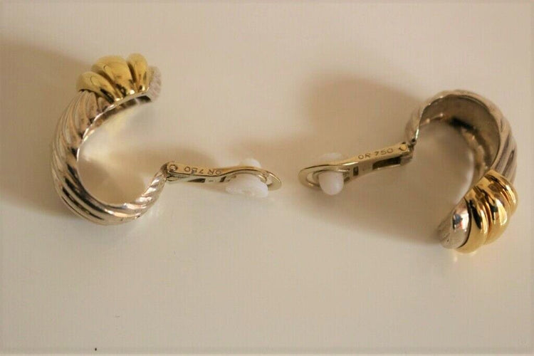 Boucles d'oreilles O.J PERRIN Boucles d'Oreilles godrons Argent et Or 58 Facettes 297