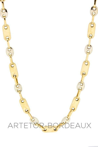Collier Chaine maille grain de café et plaques 58 Facettes 35251
