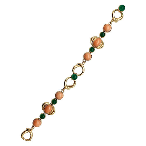 Bracelet Bracelet Van Cleef & Arpels en or jaune, corail et chrysoprase. 58 Facettes 30317