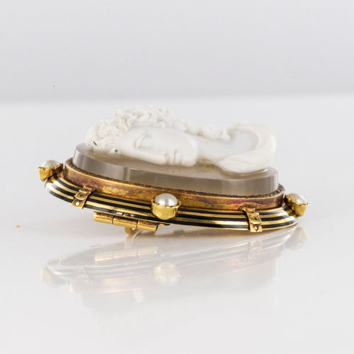 Broche Broche ancienne Camée sur Agate et Perles fines 58 Facettes 99-327
