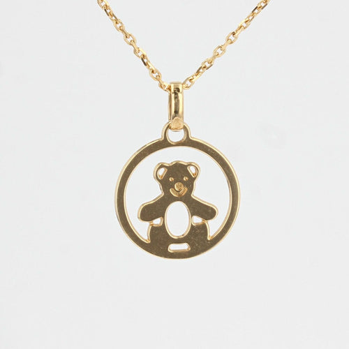 Pendentif Pendentif ourson or jaune et sa chaîne 58 Facettes 21-225B