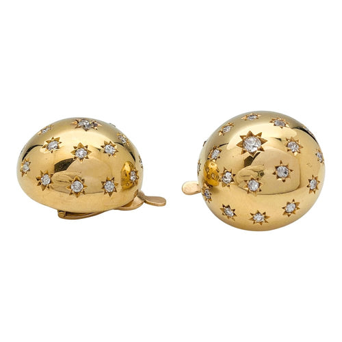 Boucles d'oreilles Boucles d'oreilles demi-sphères en or jaune et diamants. 58 Facettes 29927