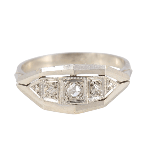 Bague 52 Bague jarretière Art Déco or blanc et diamant 58 Facettes