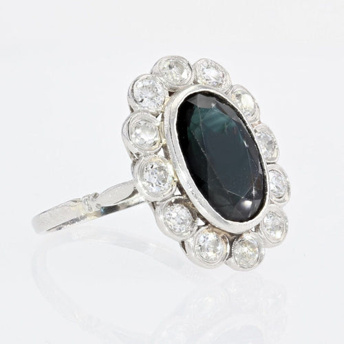 Bague 54 Bague ancienne pompadour saphir diamants 58 Facettes 21-795