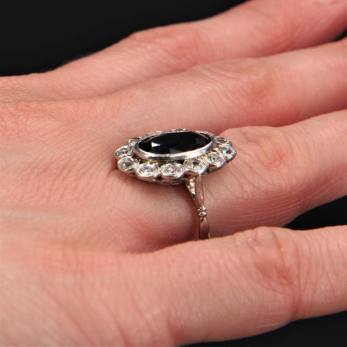 Bague 54 Bague ancienne pompadour saphir diamants 58 Facettes 21-795