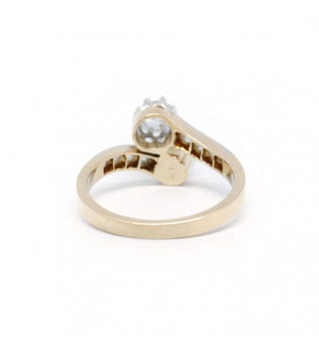 Bague 52 / Jaune et blanc / Or 750 et Platine 950 Bague Toi & Moi Perle Et Diamants 58 Facettes 200042R