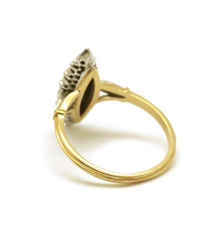Bague 55 / Jaune et blanc / Or 750 Bague Marquise Or et diamants 58 Facettes 190115R