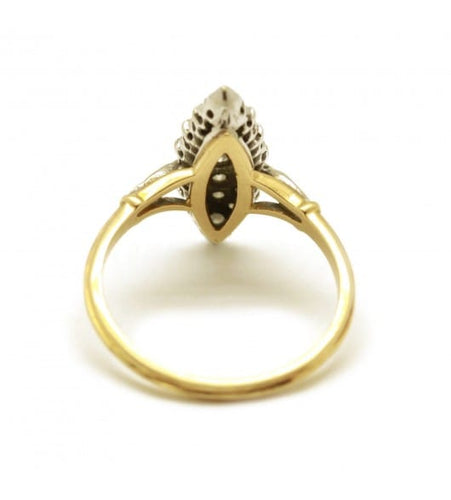Bague 55 / Jaune et blanc / Or 750 Bague Marquise Or et diamants 58 Facettes 190115R