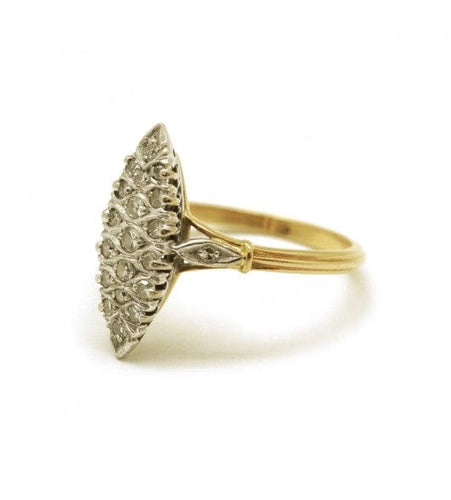 Bague 55 / Jaune et blanc / Or 750 Bague Marquise Or et diamants 58 Facettes 190115R