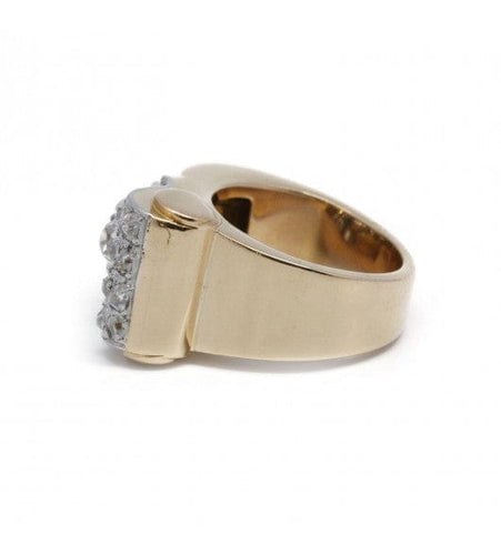 Bague 46 / Jaune et blanc / Or 750‰ et Platine 950‰ Bague Tank Diamants 58 Facettes 230041SP