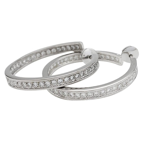 Boucles d'oreilles Boucles d'oreilles créoles Cartier, or blanc, diamants. 58 Facettes 29956