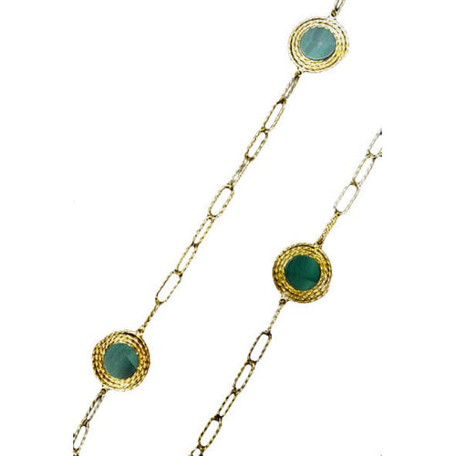 Collier Sautoir or jaune, malachite. 58 Facettes 25256