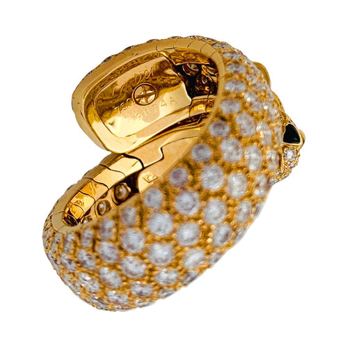Bague 53 Bague Cartier "Panthère de Cartier" en or jaune, diamants, émeraudes et onyx. 58 Facettes 29384-1