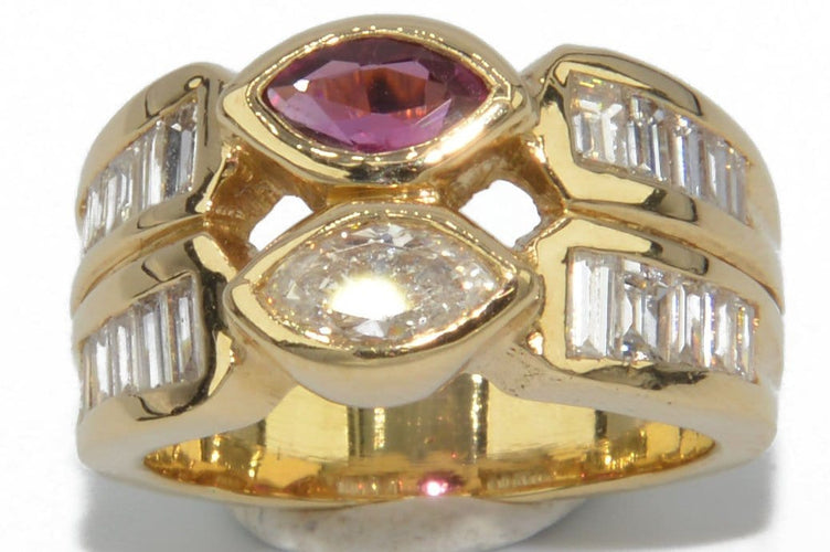 Bague Bague or jaune en toi et moi rubis et diamant 58 Facettes 0