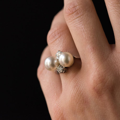 Bague 54 Bague perles et diamants toi et moi 58 Facettes 17-129-54-1
