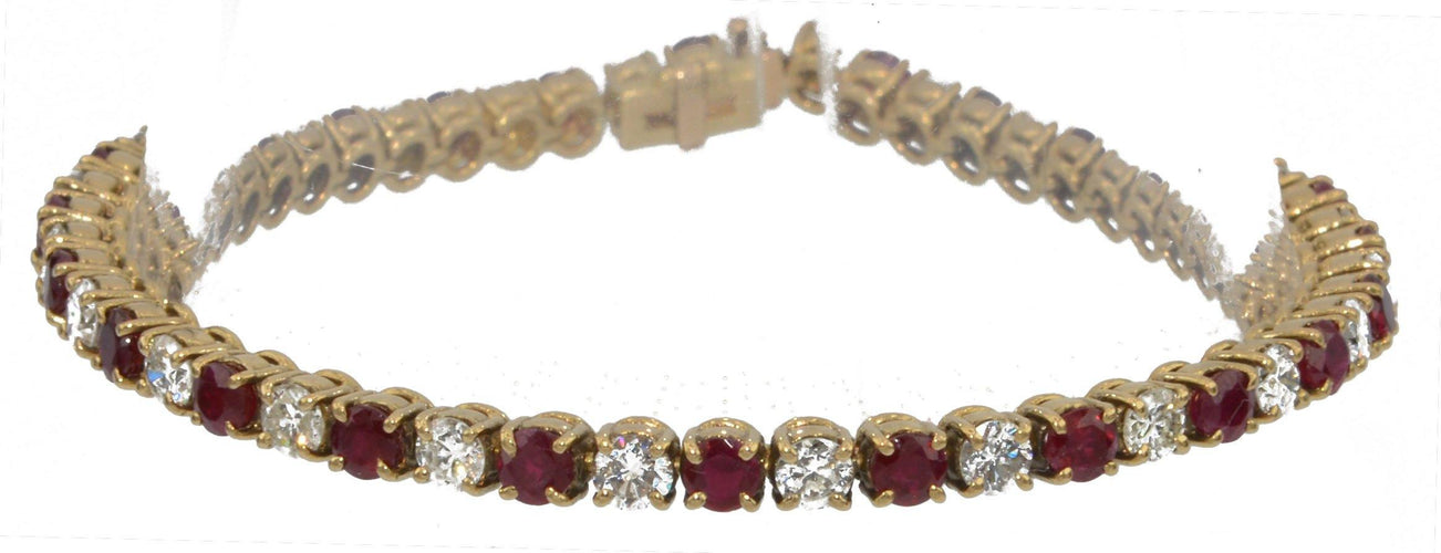 Bracelet Bracelet rivière - Or jaune diamants et rubis 58 Facettes 1