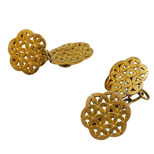 Boutons de manchette Boutons de manchette moucharabieh en or jaune 58 Facettes 30253