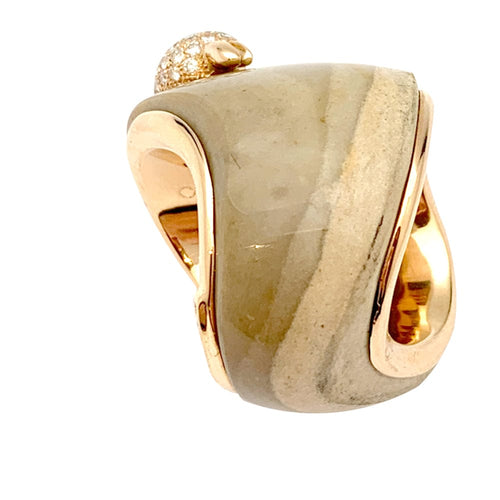 Bague 53 Bague Paolobongia "Dauphin" en or rose, diamants, jaspe et grenat. 58 Facettes 27373