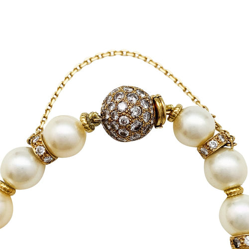 Bracelet Bracelet perles akoyas en or jaune et diamants. 58 Facettes 30509