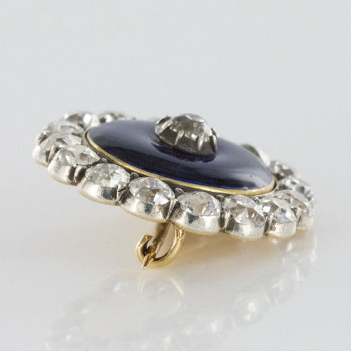 Broche Broche ancienne Asprey émail bleu et diamants 58 Facettes 19-042